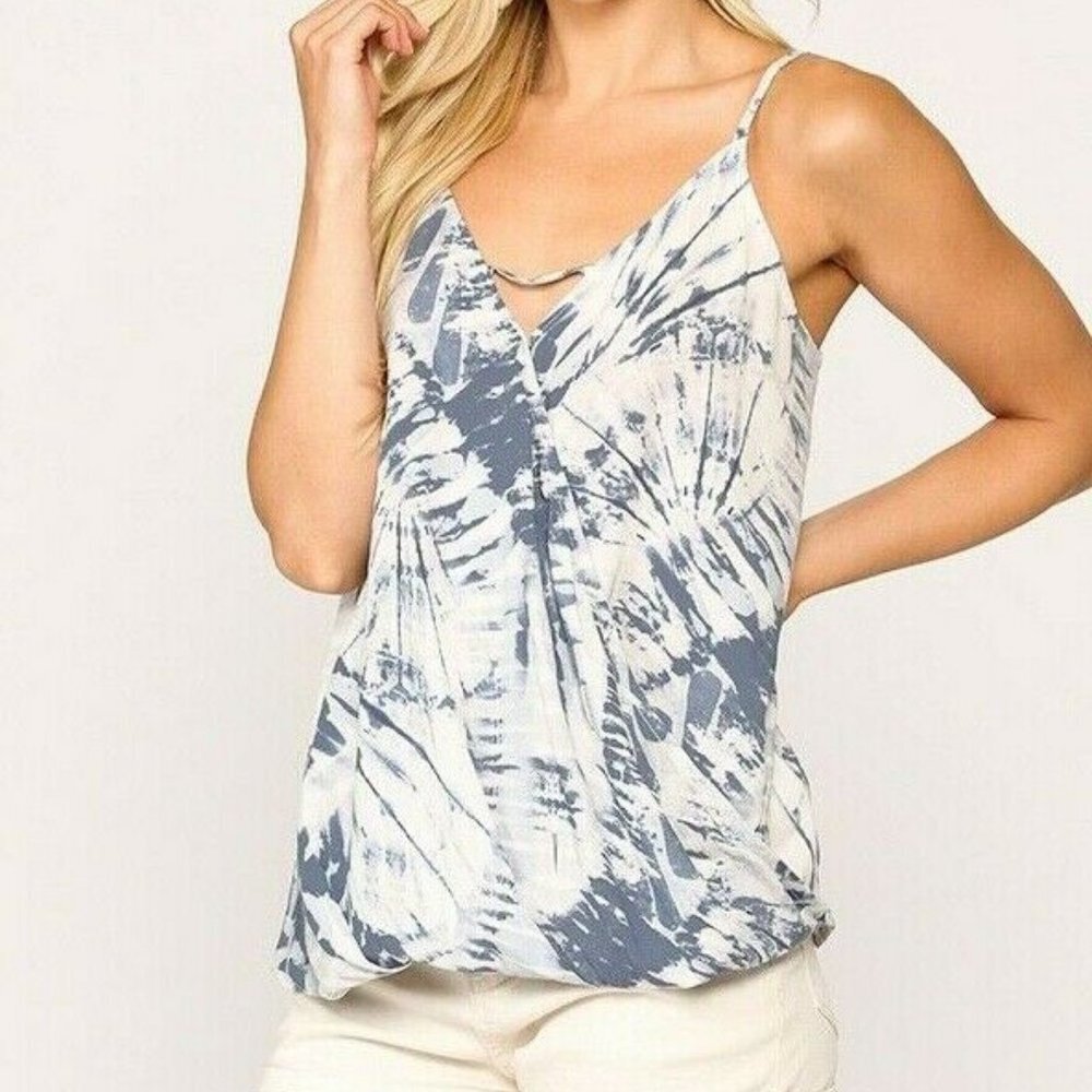 Gigio By Umgee Tank Top Tie Dye Blue Boho‎